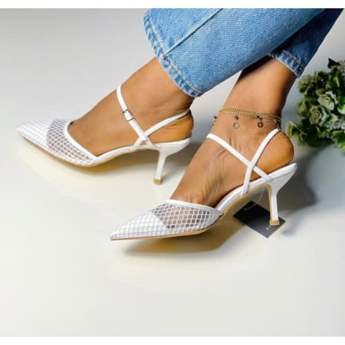 Stiletto Heel Sandals - White