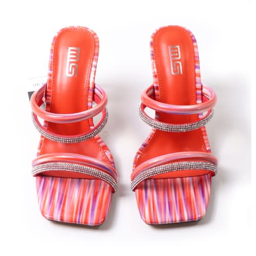 Slip On Studded Mules- Red