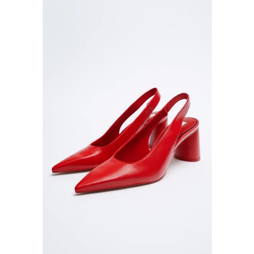Block Heel Slingback - Red