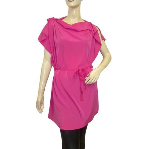 Plus Size Fuchsia Drape Slash Neck Scarf Tunic