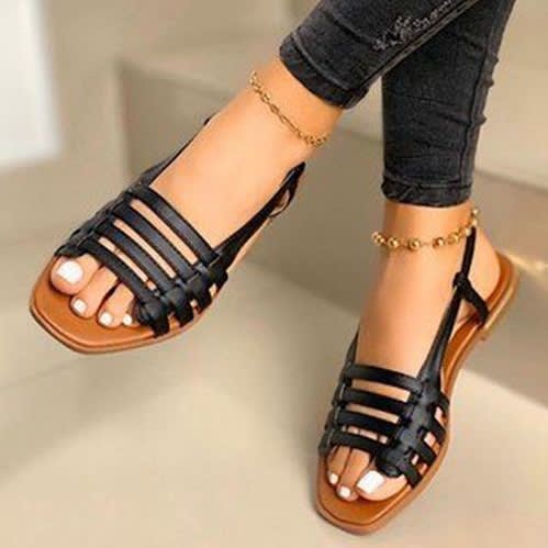 Female Flat Sandals - Black