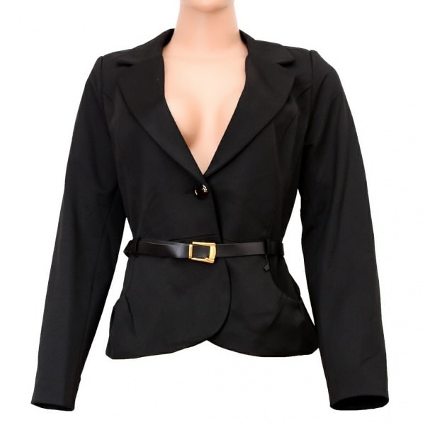 Ladies Belted Jacket - Black
