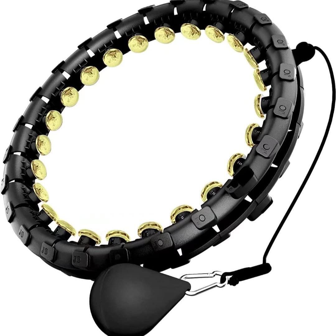 Smart Sport Weighted Hoola Hoop Detachable Auto-Spinning Circle Thin Waist-Black- Golden