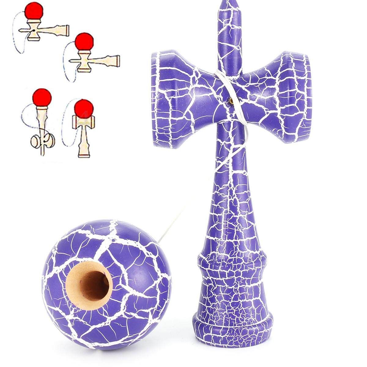 Wooden Full Crackle Gold On Black Kendama Traditional Japanese Game Toy Gift Purple + White Purple   White Background