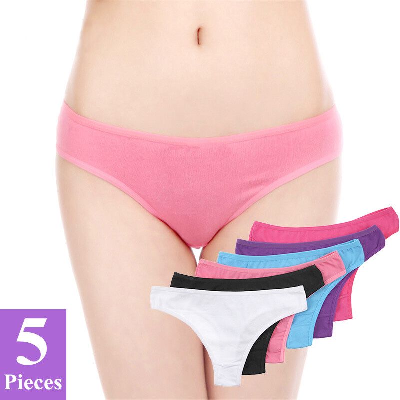5 Pcs/lot Womens Sexy G-Strings Cotton Thongs Ladies Panties M-XL