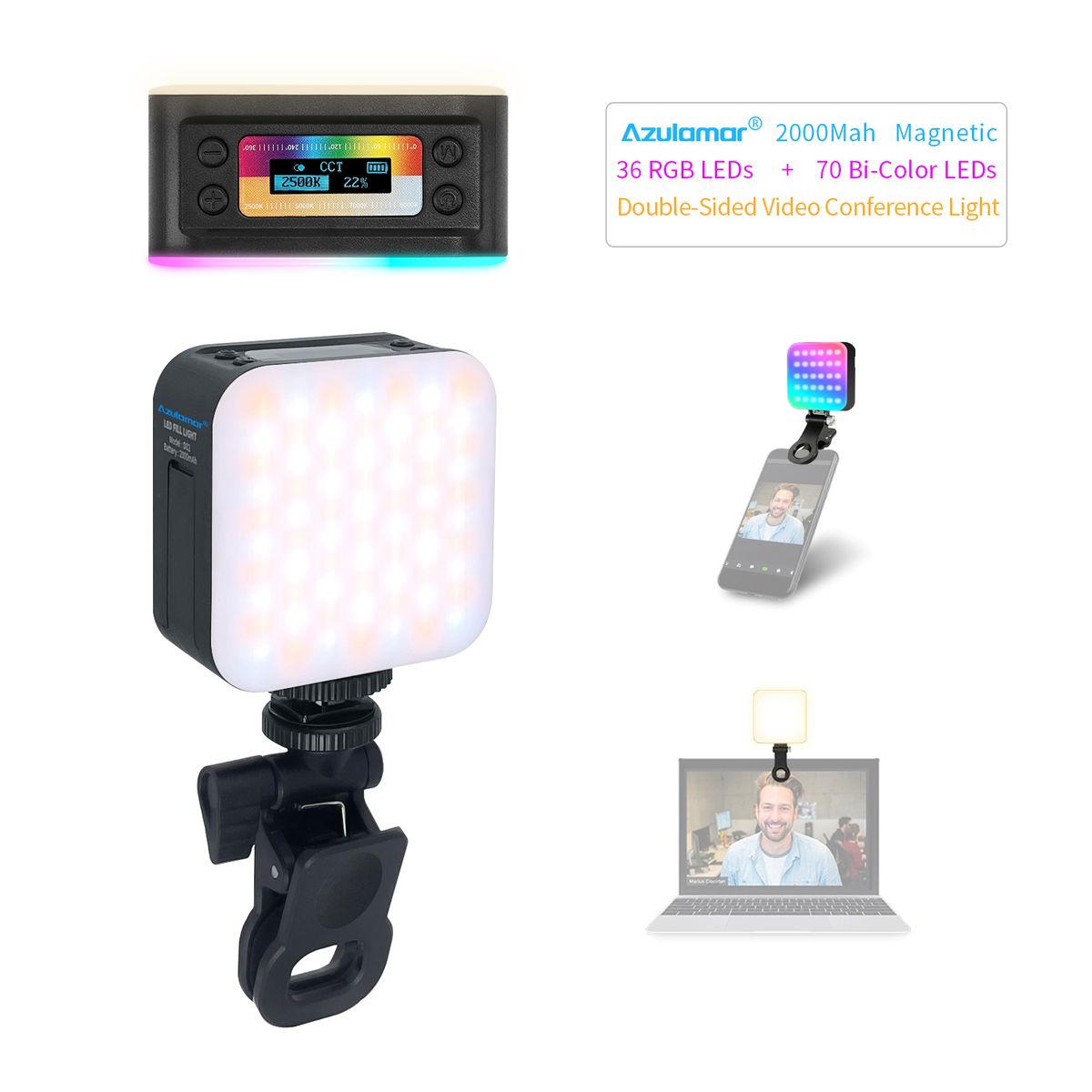 Rgb Video Light , Full Color 70 Led Camera Light Dimmable