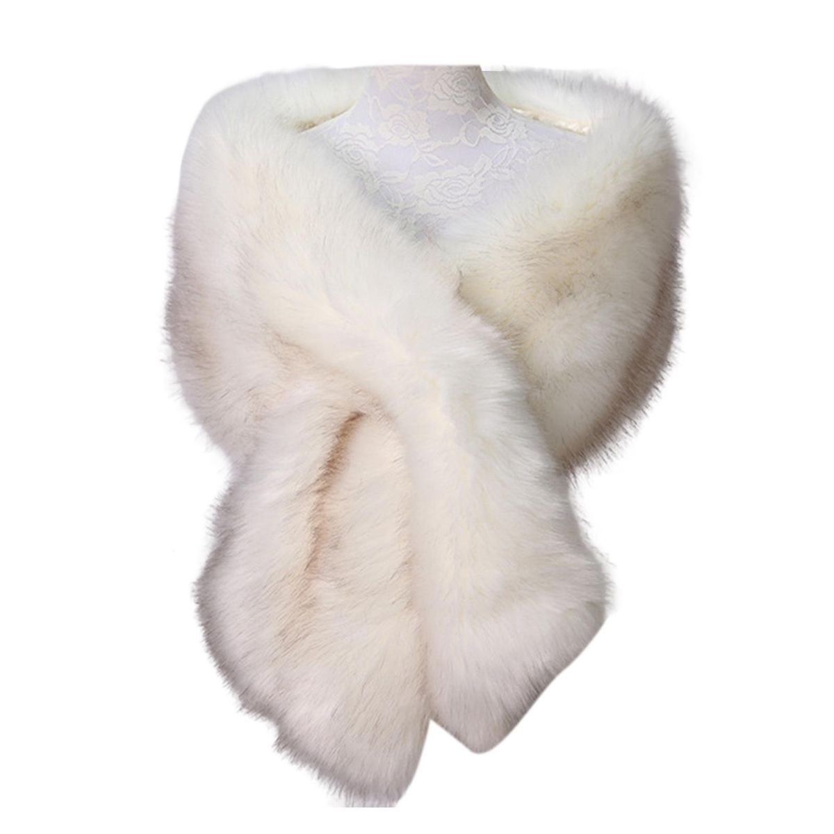 Women Shawl Fluffy Faux Fur Solid Color Thicken Fine Touch