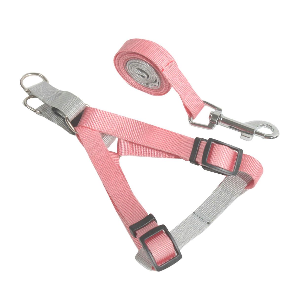 1 Set Cat Harness Pet Vest Chest Strap Leash Pink