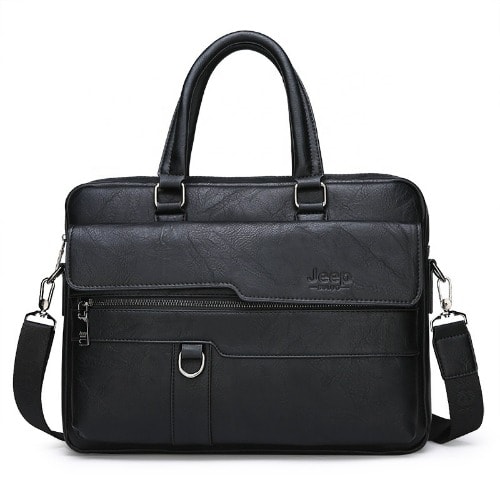 Executive Men's Leather Business Bag - Black