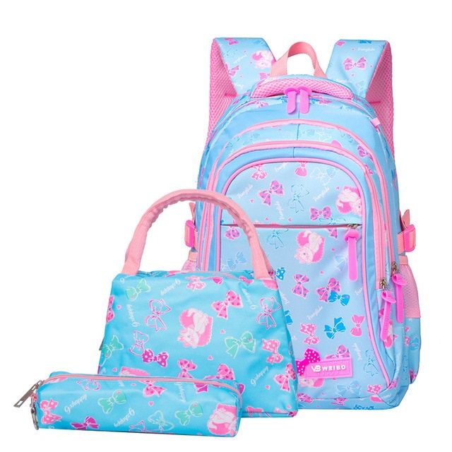 3pcs/set Bow Print School Bags Teen Schoolbags Backpack