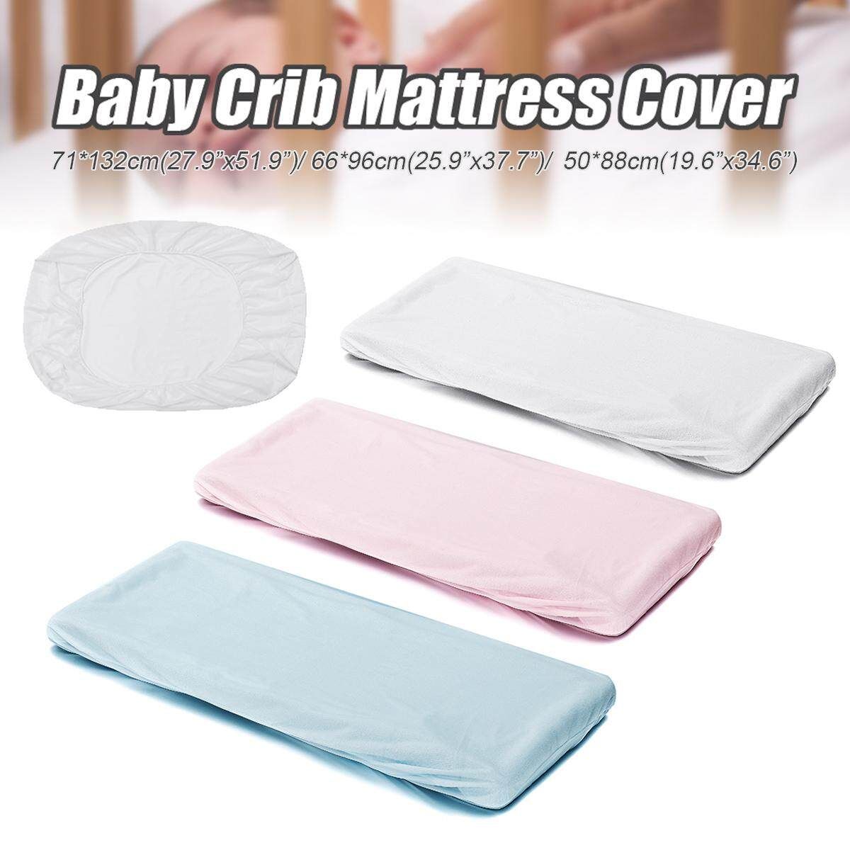 Baby Bed Mattress Cover Crib Fitted Sheet Polyester Waterproof Protector White