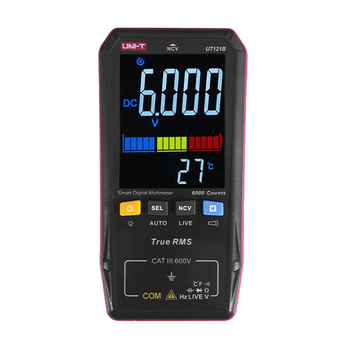 UNI-T UT121B Smart Digital Multimeter Mini Portable Universal Tester Multiple Meter Voltmeter with Flashlight 3.3-inch LCD Digital Colored Screen with Backlight