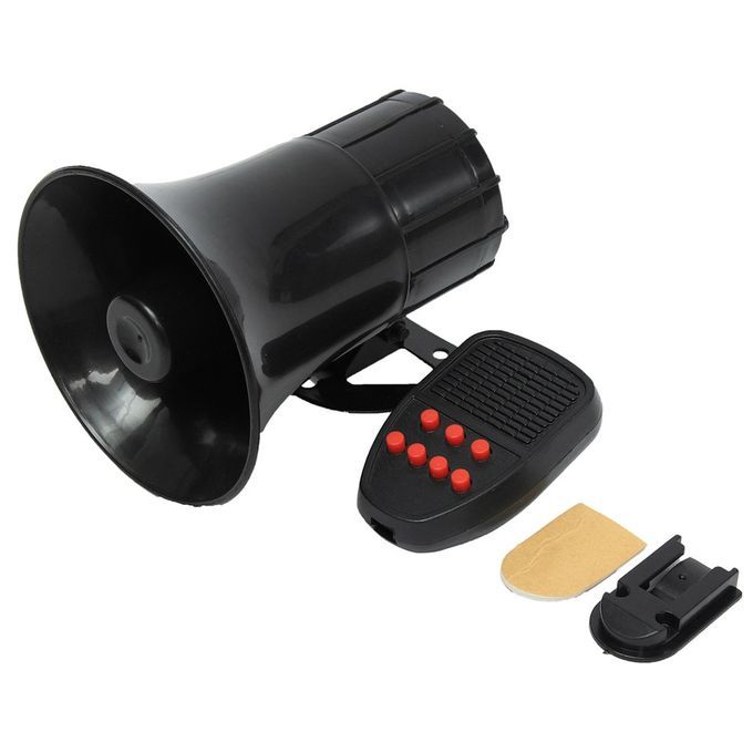 12V 7 Sounds  Ar Loud Speaker Ele Troni  Warning     Fire Horn Alarm-black