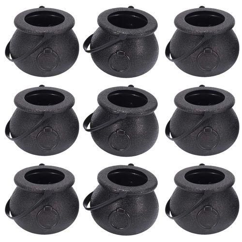 10Pcs Black Cauldron Candy Holder Pot With Handle Halloween