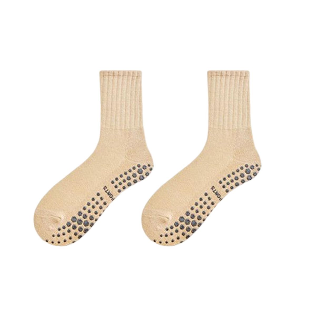1 Pair Mid Tube Socks Autumn And Winter Long Yoga Socks Khaki