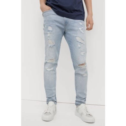 Trashed Skinny Jeans - Light Denim Blue