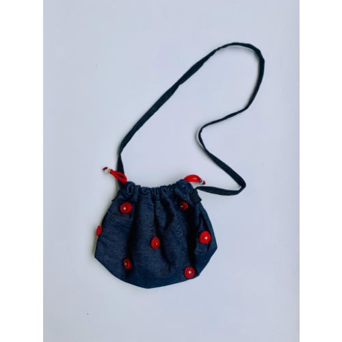Shoulder - Crossbody Jean Bag - Red Rose - Blue