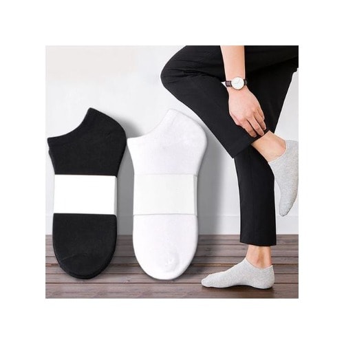 Unisex Ankle Socks - Six Pairs-in-1  - Black - Grey & White