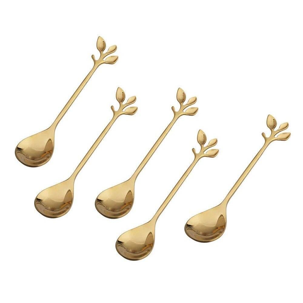Hot Sale Coffee Stirring Spoon Stainless Steel Creative Branch Leaves Shape Creative Cutlery Dessert Spoon Jam Ice Cream Tea S