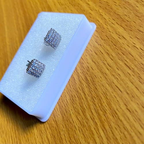 Iced Stones Luxury Men's Stud Silver Earrings