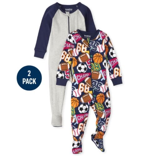 Boys Sports Snug Fit Cotton One Piece Sleepsuit 2-pc