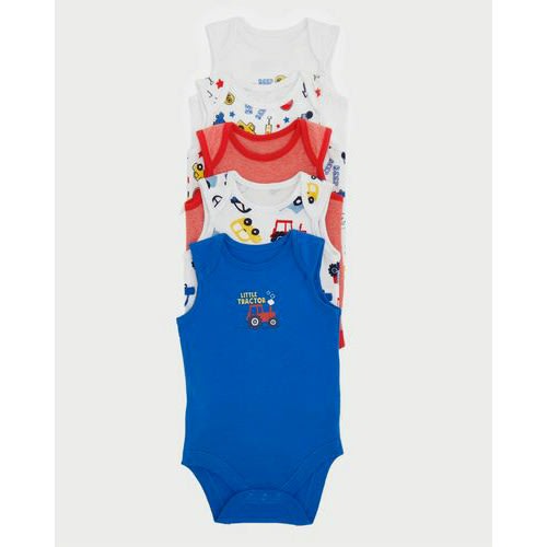 Car Sleeveless Bodysuit - Pack Of 5