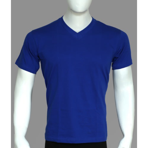 Plain V Neck Shirts - Royal Blue