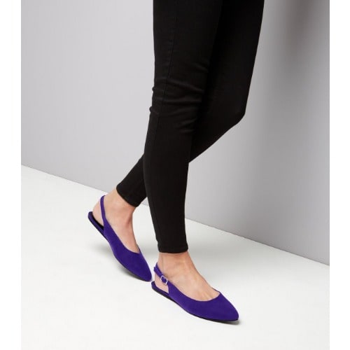 Blue Suede Sling Flats