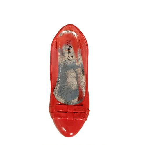 Ladies Flat Patent Leather Shoe - Red