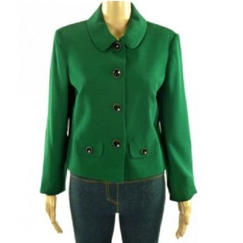 Ladies Rounded Collar Jacket - Dark Green