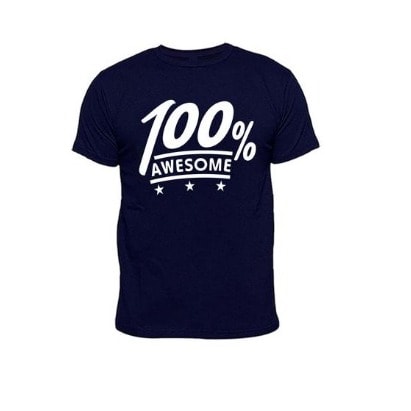 100% Awesome Print Tshirt - Navyblue