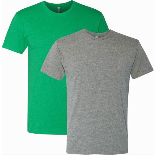 Set Of 2 Round Neck T-shirt - Green And Grey