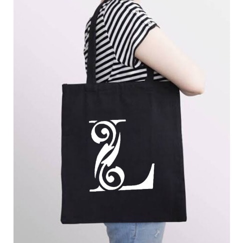Letter L Design Tote Bag - Black
