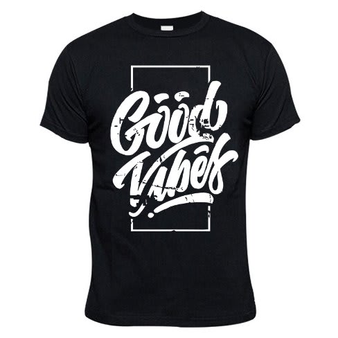 Good Vibes Print Tshirt - Black