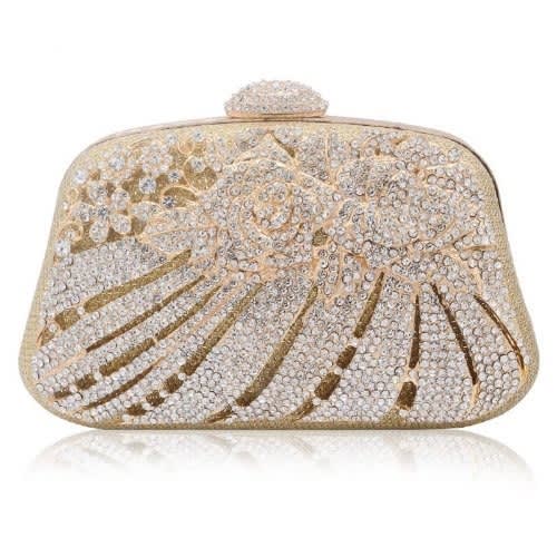 Encrusted Clutch Party Purse - Gold