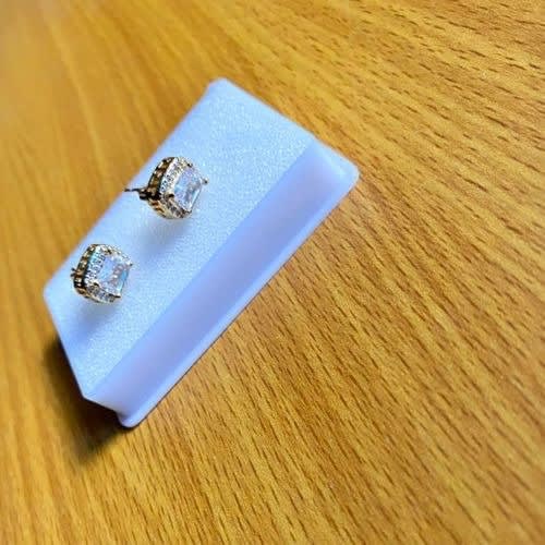 Squared Ice Men's Stud Earrings - Gold