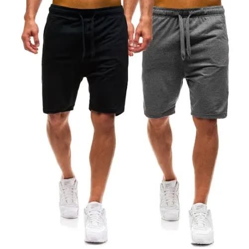 Men Shorts - 2 In 1- Black And Grey