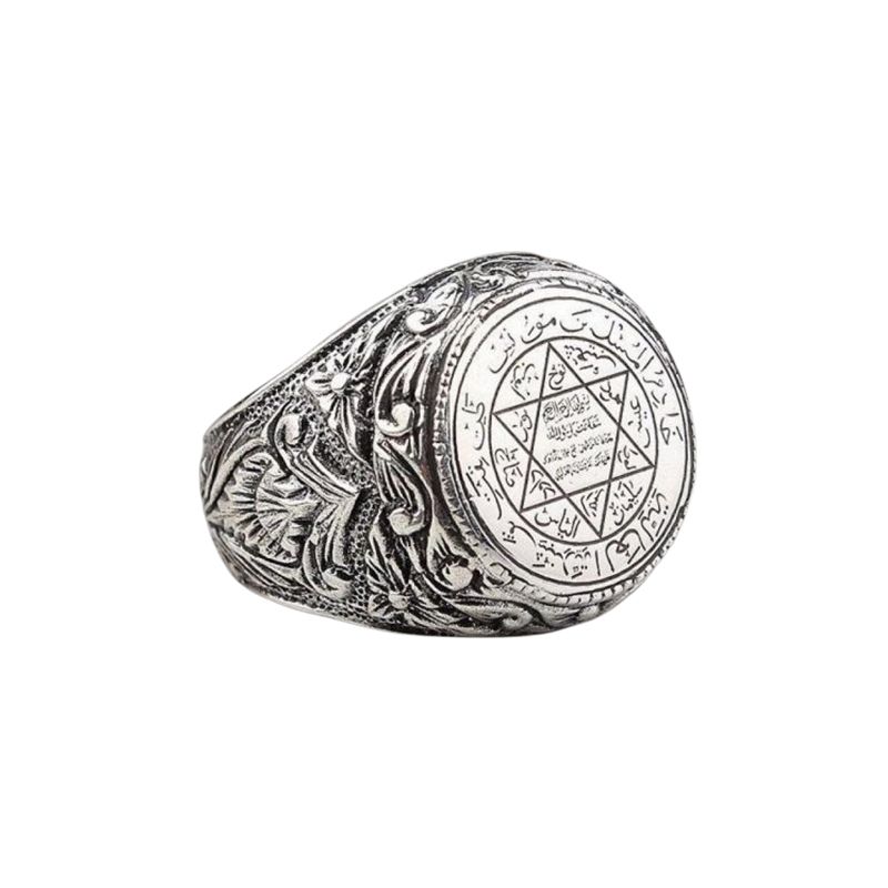 Classic Ring Jewelry Star of David Ancient Word Vintage Style Ring for Men