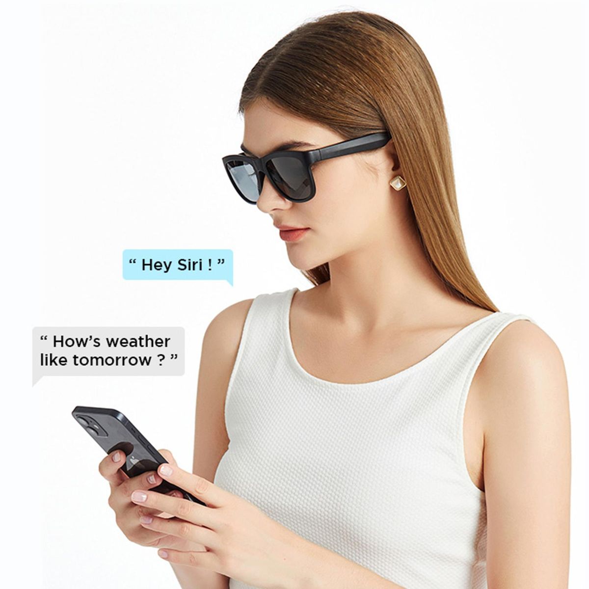 Bluetooth 5.0 Smart Glasses  Call Lightweight For Fitness Grey