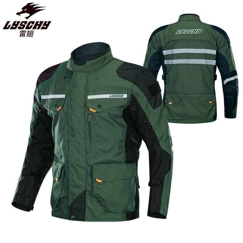Men Motorcycle Jacket Motorbike Riding Jacket-Green