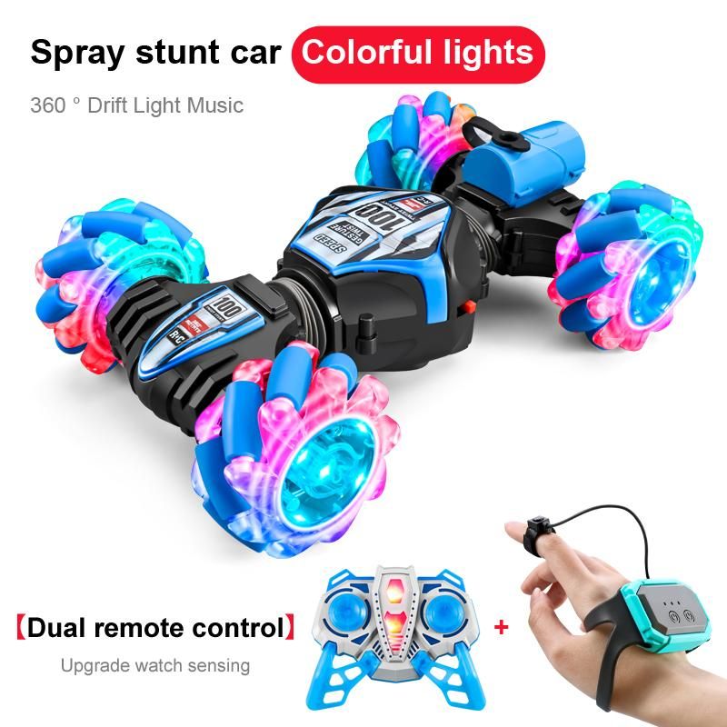 RC Remote Control Car Watch Hand Gestures 360° Rotating Off-Road Climbing Stunt Exhaust Blowtorch Music Boy Toy Gift
