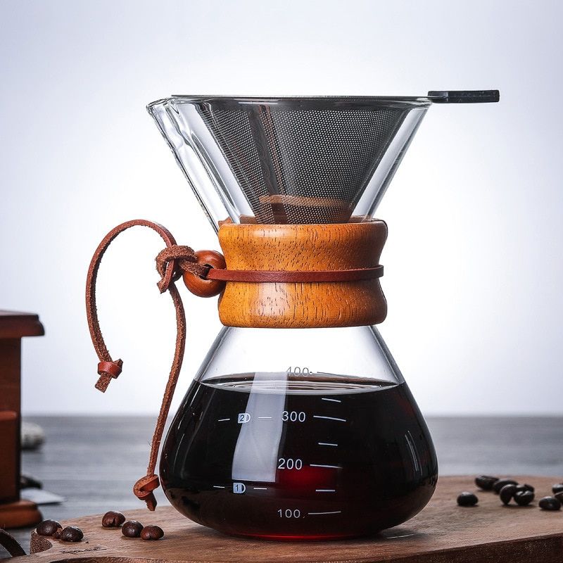 400ML 600ML 800ML Resistant GlCoffee Kettle Stainless Steel Filter Drip Brewing  Brewer Coffee Pot Dripper Barista Pour