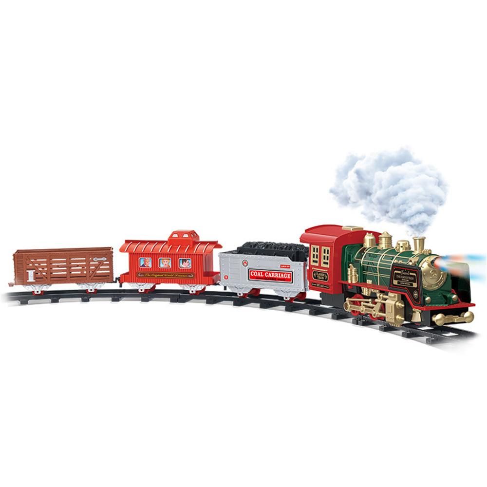 27MHZ RC Train Railway Set Electric TraClassic Model Vehicles  LED Lights Music Sound Remote Control Trains Toy for Kids