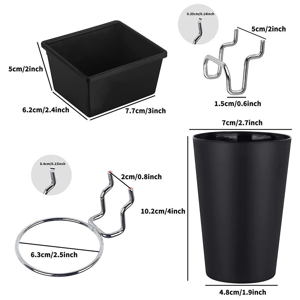 6 Sets Pegboard Bins Pegboard Cups with Hooks, Pegboard