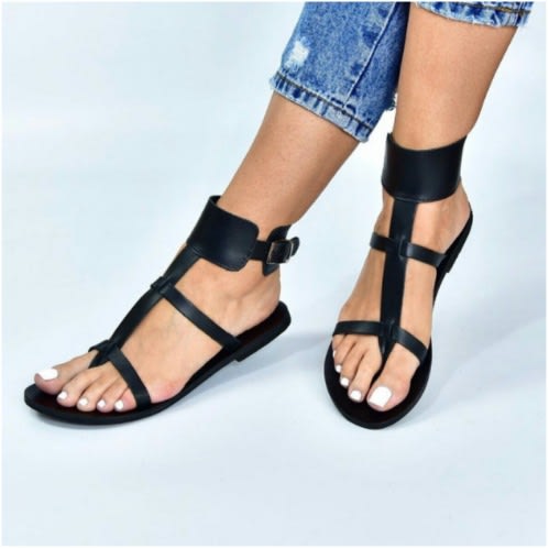 Black Quality Female Ankle Sandals