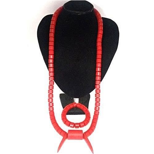African Traditional Coral Hand Beads And Necklaces - 9mm