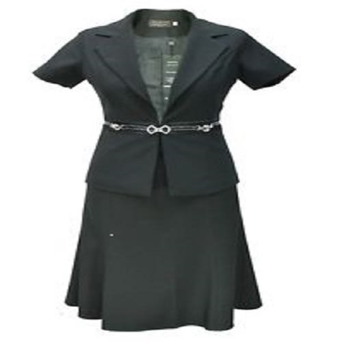 Black Short Sleeves Ladies Skirt Suit
