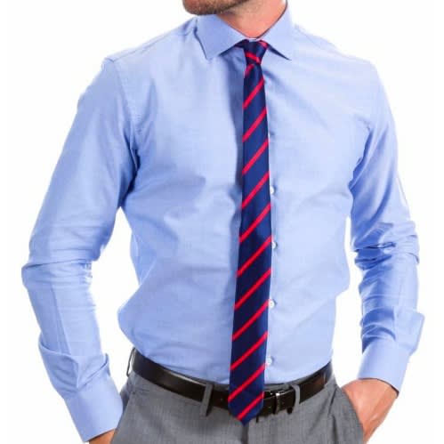 Men's Formal Shirt With Matching Tie  -  Blue/ Striped Red And Blue