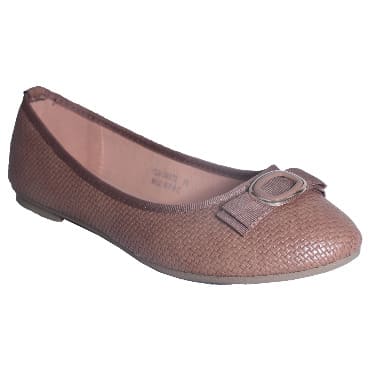Mae Woven Style Ballerinas - Camel Brown