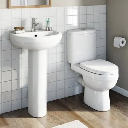 Top Flush Close Couple Wc Set With Pedestal & Mixer Tap